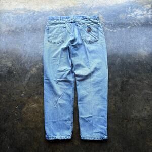 Beautifully Faded Worn Light Wash Carhartt Blue‎ Jeans